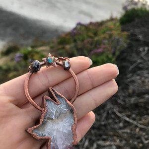 Electroformed Fox/wolf amethyst with raw opal